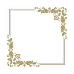 empty golden ornamental frame, damask pattern, vector