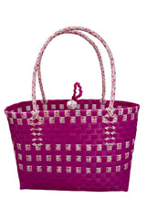 Plastic weave basket on white background