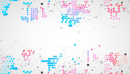 Modern geometrical circle abstract background. Geometric pattern in halftone style with plexus effect.