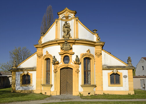 Ellingen - Maria auxiliary (Mariahilfe) chapel as crypt chapel of the land komturs of Hornstein. Ellingen is a town in Bavaria, Germany.