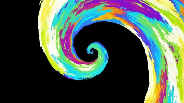 Endless spinning paint Spiral on black background. Seamless looping footage. Abstract helix.