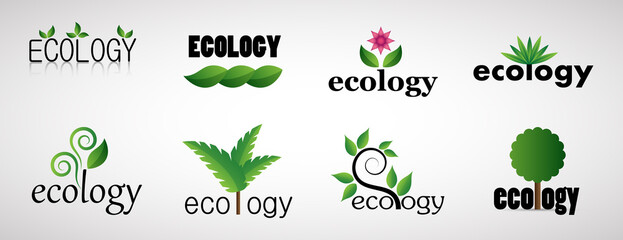 Collection Of Eco Tree And Organic Logo Set - Isolated On White Background - Vector. Eco And Organic Logo Useful For Tree Icon, Ecology Logo, Eco Symbol And Template Design. Ecology Tree Icons