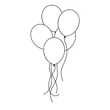 Different balloons. Inflatable balls on a string. Vector illustration