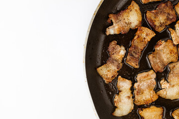 Grilled pork belly on white background
