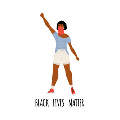 Concept on the theme of racism. Stop racism. Image girl, equality. Black lives on matter. Vector stock illustration. Isolated on a white background.