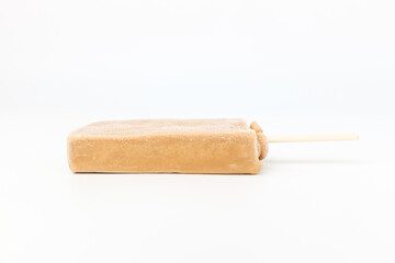 Caramel ice cream on white background