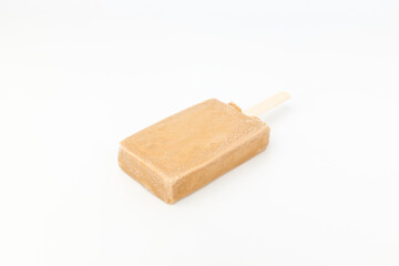 Caramel ice cream on white background