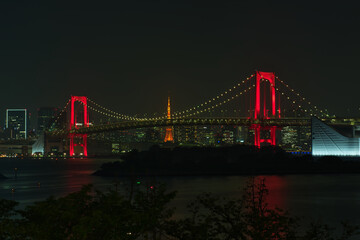 Obraz premium Tokyo Alert Rainbow Bridge Covid-19