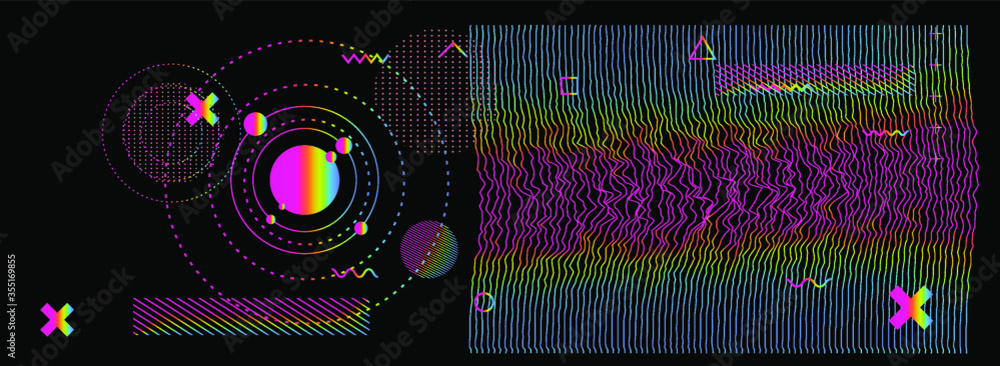 Aufkleber Generative art and data visualization of Simplex or Perlin noise function. Abstract glitched background with geometric composition. Futuristic sci-fi illustration.