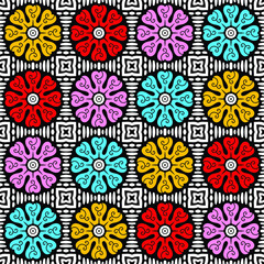 Fototapeta na wymiar Tile Vector Pattern Flower Lisbon Retro Old Tiles Mosaic