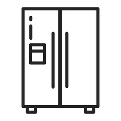 Two-chamber refrigerator black line icon. Kitchen appliance. Household equipment. Sign for web page, mobile app, banner.