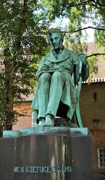 Philosopher and writer S&oslash;ren Kierkegaard's statue in Copenhagen, Denmark