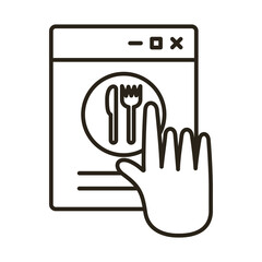 Obraz premium webpage template with cutleries delivery service line style