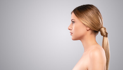 Profile of beautiful blond lady