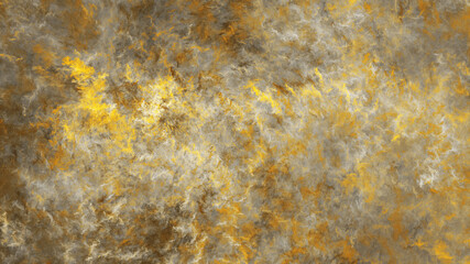 Abstract fantastic golden clouds. Colorful fractal background. Digital art. 3d rendering.