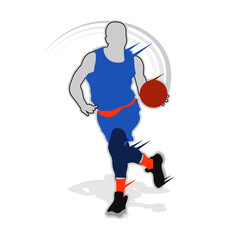 Fototapeta premium Basketball player shape silhouette vector set action pose