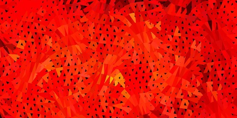 Dark red, yellow vector triangle mosaic background.
