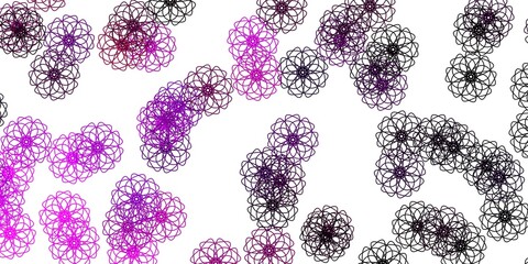 Light Pink vector doodle texture with flowers.