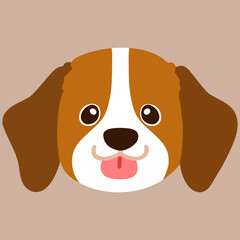 Flat colored Beagle head front view