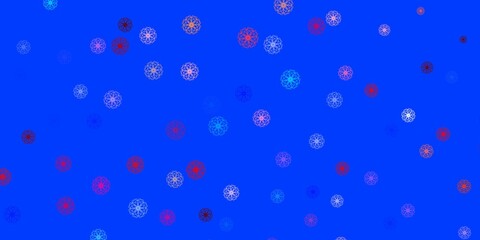 Light Blue, Red vector doodle pattern with flowers.
