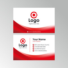 abstract stylish red wave business card design, professional name card template vector