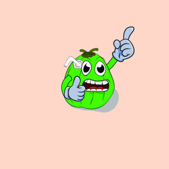 coconut character illustration for drink advertising and icon