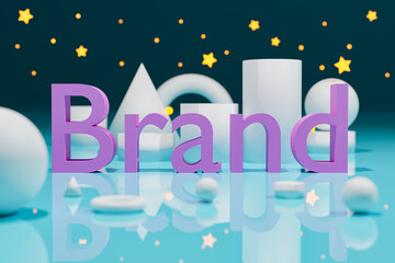 3D rendering. creative 3d of brand word.branding design concept. 3d word brand lettering typography