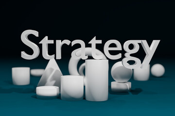 3D rendering.Business concept of word strategy.3D Strategy and planning.