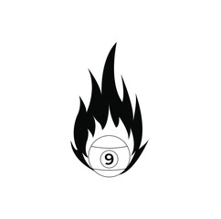 Billiard ball number nine logo with fire.