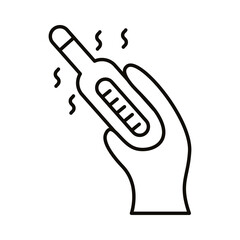 thermometer temperature measure with covid19 line style
