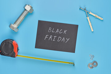 Black friday in hardware store concept