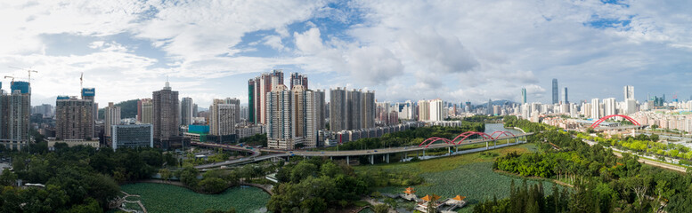 Fototapeta na wymiar Aerial panorama view of shenzhen city,China