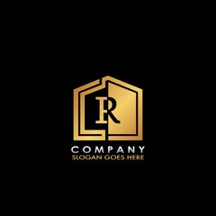R letter logo, initial half negative space letter design for business, building and property style oncept