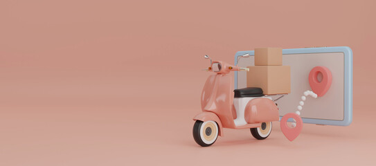 scooter delivery service. 3d rendering. 