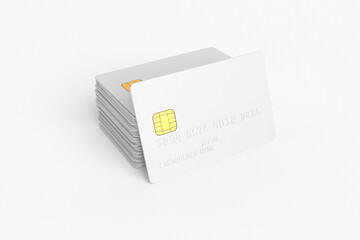 Plastic bank card mockup. 3D illustration