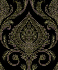 Hand-drawn Seamless Pattern Design, Paisley Style