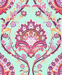 Hand-drawn Seamless Pattern Design, Paisley Style