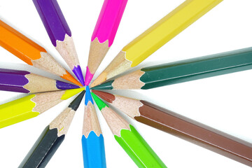 Fototapeta premium colored pencils isolated on white background. Good for back to school concept, or arts company content. 