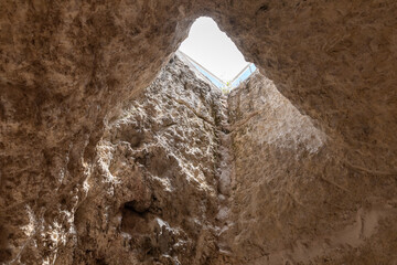 The roof window of the main hall, illuminating the monastery of Lavra Netofa near the village of Hararit in northern Israel