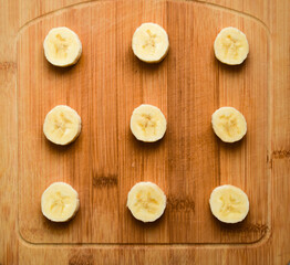 banana slices on cutting board
