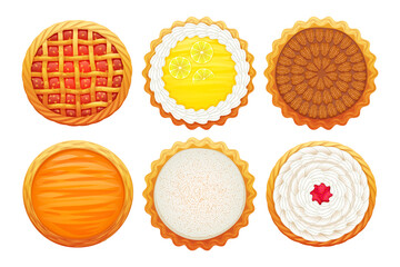 Colorful pies icons set. Sweet bakery vector. © rea_molko