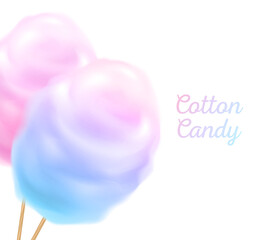Colorful cotton candy on stick vector background.
