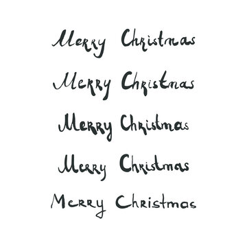 Merry Christmas hand drawn vector lettering set.
