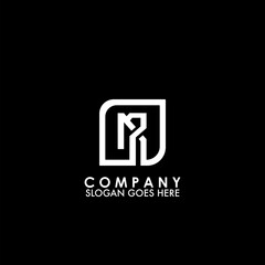 Monogram Logo M and R, MR initial letter looping linked square rounded shape design for business style design