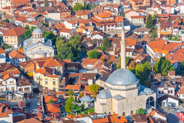 Aerial view of Sinan Pasha mosque in Prizren, Kosovo