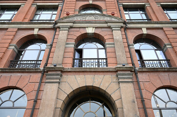 the facade of a building with columns