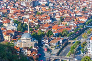 Aerial view of Sinan Pasha mosque in Prizren, Kosovo