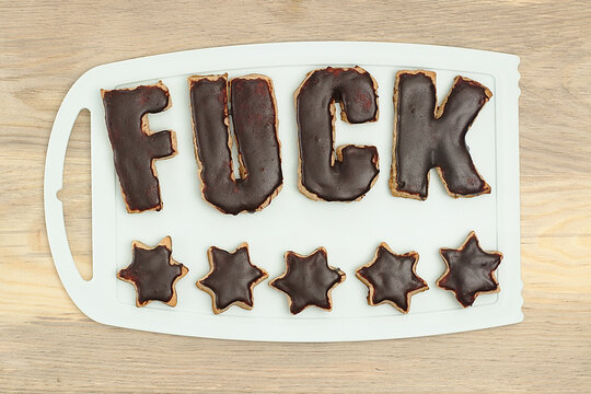 Chocolate Chip Cookie Letters On A Blackboard