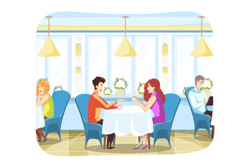 Couple, love, meeting, communication concept
