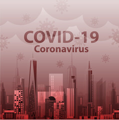 Covid-19 Coronavirus concept outbreak influenza background.Pandemic medical health risk concept with disease cell is dangerous vector design